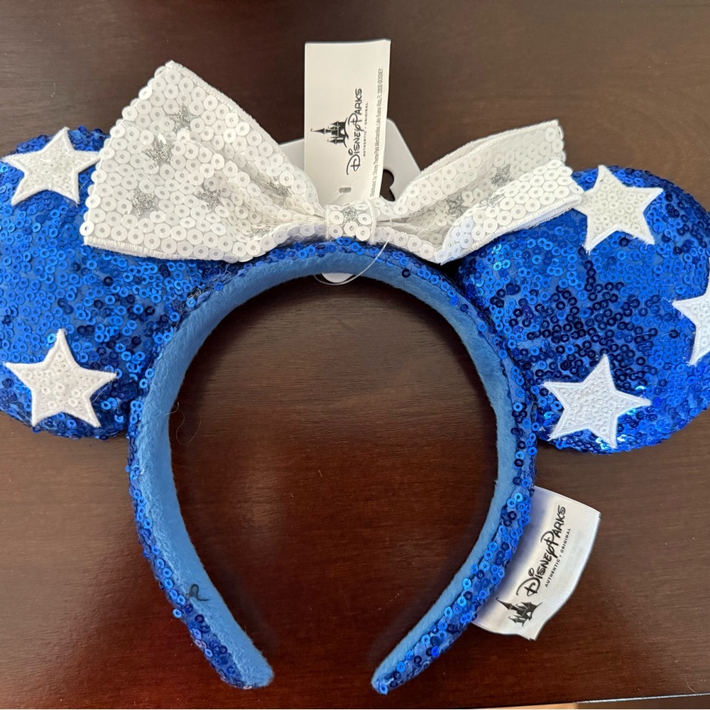 Disney Blue Sequin Minnie Ears with Stars